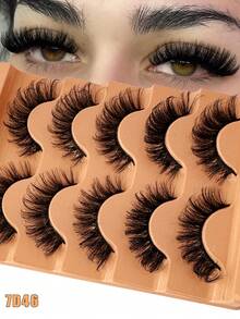 5 Pairs Luxury Russian DD Curl Faux Mink Lashes, Natural Dramatic Soft Reusable Fluffy Russian Striped Eyelashes, Lengthening & Volumizing, Suitable For Beginners - russian strip lashes - View 1