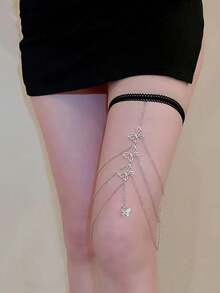 独特的欧美风格蝴蝶珍珠腿链，时尚个性化魅力腿链，百搭身体链饰品 - 彩色 - 查看 6