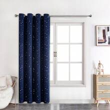 1 tấm rèm cửa bằng polyester in hình ngôi sao ánh kim, rèm cản sáng cho phòng ngủ, phòng khách, thích hợp sử dụng trong kỳ nghỉ. - Xanh đậm - Xem 17