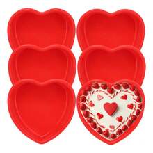 6pcs Silicone Heart Shaped Baking Molds - Love Shape DIY Baking Molds Silicone Layered Baking Tray Molds Silicone Cake Molds For Birthday, Wedding - Multicolor - View 8