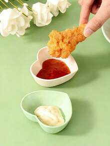 2pcs Plastic Heart-Shaped Sauce Dishes, Home Kitchen Seasoning Plates - Multicolor - View 11