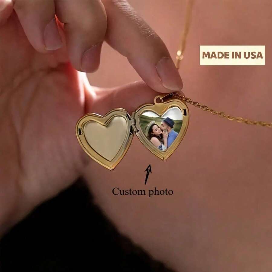 Customized Photo Heart Pendant Necklace, Personalized Photo Pendant Necklace, Heart Pendant Necklace Gift - Nhiều màu - Xem 1