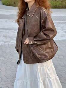 Vintage Maillard Crossbody Bag, Women's New Korean Fashion Handbag, Large Capacity Shoulder Bag, Essential For Back To School Season, Great Teacher's Day Gift, Appreciation Gift, Teacher's Bag, Education Worker's Gift, Ideal Bridesmaid Gift For Mom, Retro Style Women Bag, Teacher Gift - Brown - View 5