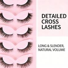 14 Pairs False Eyelashes Natural Look Soft Winged End Eye Elongated  Eyelashes Eye Lashes Strip Lashes,Lashes,Eyelashes,Lashes - màu đen - Xem 6
