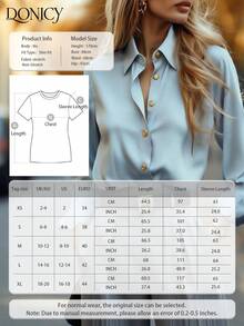 DONICY Women's Spring/Summer Solid Color Shirt Collar Single-Breasted Cardigan, Fashionable Elegant Minimalist Versatile Commuter Pale Blue Casual Outerwear Top, Suitable For Daily, School, Business, Formal, Dating, Shopping - Baby Blue - View 5