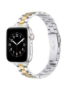 14mm Elegant Narrow Silver & Gold Metal Band Compatible With Apple Watch Ultra 3/2/1, SE/S10/S9/S8/S7/S5/S4/S3, 38/40/41mm, 44/45/46/49mm, Removable Gold Chain Strap, Ideal Gift For Young Women On New Year, Valentine's Day - Multicolor - View 3