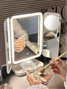 1件/套 2个三折化妆镜,上下左右可调节,3种照明模式,1倍/2倍/3倍放大倍率,可拆卸支架,便携式LED旅行化妆镜,可调光,智能触控屏,USB充电,高清化妆镜,适合作为生日、情人节、母亲节、感恩节送给女性的礼物。 - 彩色 - 查看 17