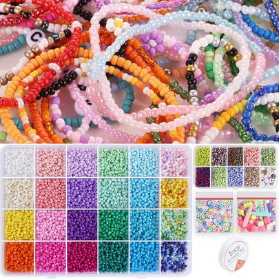 About 8500/2700pcs Seed Beads For Jewelry Making, Small Glass Beads For Bracelets, Friendship Bracelet Kit With Alphabet Letter Beads Beads For DIY, Art And Craft For DIY For Women And Adults,Bracelets, Necklaces,Earring,Jewelry Making Supplies