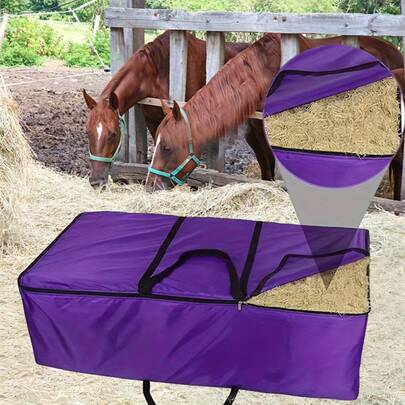 1 حقيبة تخزين العلف من القش، حقيبة علف الماشية، حقيبة ذات سعة كبيرة، حقيبة علف الماعز، مناسبة لتخزين العلف