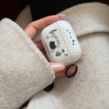 Minimalist Cartoon White Background Black Polka Dot Music Note Black Cat With Hanging Loop Earphone Case Suitable For AirPods Pro 2, Cute Apple 4, Minimalist 3 New Version 1/2 Generation, Women Earphone Protective Case - Black and White - View 6