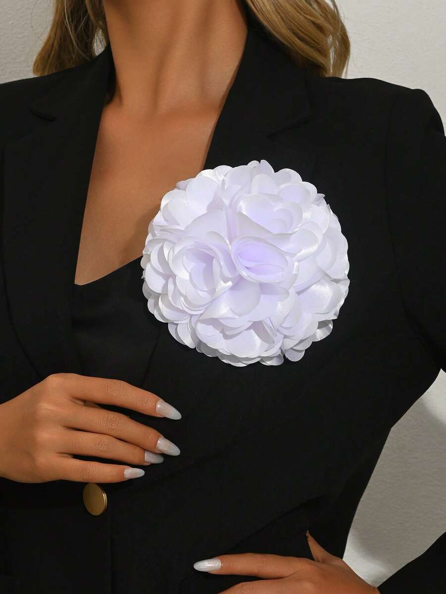 1 chiếc ghim cài áo hoa thanh lịch, ghim cài áo hoa bằng vải thiết kế tối giản thời trang, phù hợp cho phụ nữ đeo hàng ngày, dự tiệc cưới, tiệc tùng, dạ hội và bất kỳ dịp nào. - trắng - Xem 1