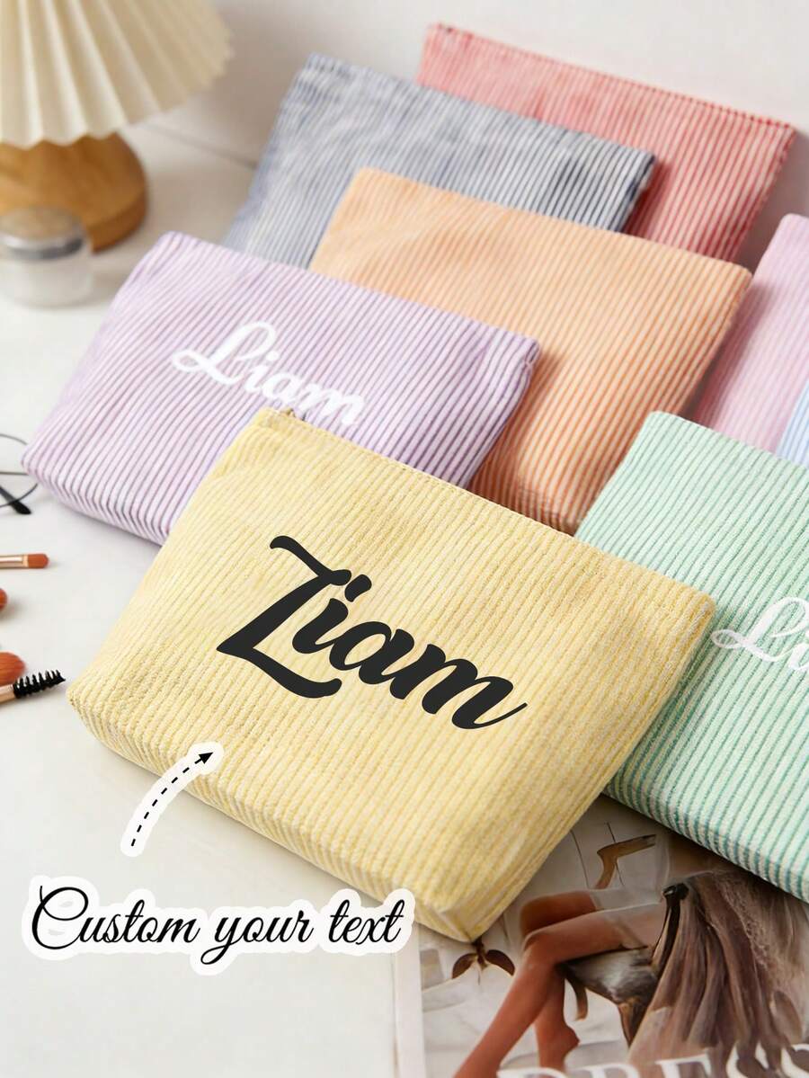 个性化伴娘化妆包，女士大容量网眼化妆包，伴娘礼物，化妆品收纳袋，刺绣字母洗漱包，刺绣化妆包，新娘派对化妆包，伴娘礼物，女士礼物，个性化礼物，婚礼派对，礼物，求婚礼物，休闲都市风