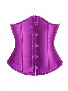 Retro Palace Style Multi-Color Satin Strapless Waist Cincher, Front Closure Fish Bone Strong Waist Shaper, Suitable For Party, Date, Wedding, Holiday - Multicolor - View 7