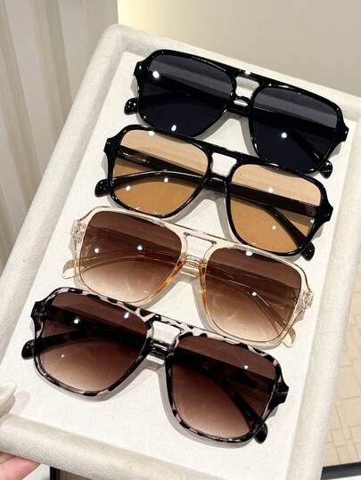 4副女士经典个性豹纹T台新款复古时尚眼镜，适合驾驶、钓鱼、划船、街头拍照、音乐节、热带海滩度假、户外休闲活动，时尚配饰，适合所有脸型