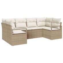 vidaXL 6-Teiliges Garten-Sofa-Set Mit Kissen, Beige Und Weiß, Poly-Rattan - Beige - Visualizzare 2