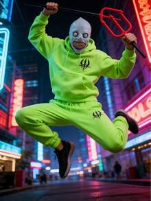 Halloween Demon Outfit Bundle: Gray Devil Mask + Red Trident Prop For Haunted Houses - Multicolor - View 3