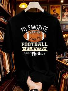 My Favorite Player Calls Me Nana Men's Graphic Print Cotton TShirt  Sporty Casual Tee Game Day.Breathable Activewear Top.Father's Day Proud Grand Men's-Shirt Graphic Tees Crop Tops Outfits Tops-Shirt - 黑色 24 - 查看 8