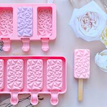 2pcs Creative Rectangle Ice Pop Mold, 4-Cavity Cake Silicone Mold, Hill-Shaped Ice Cream Popsicle Mold, For Chocolate Baking Tools - Multicolor - View 1