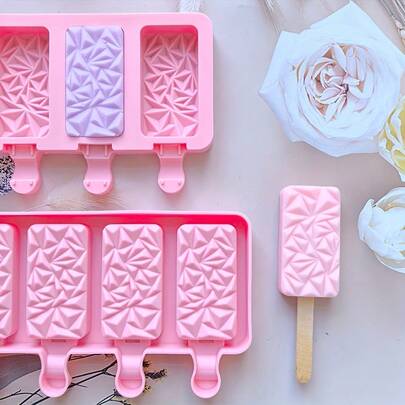 2pcs Creative Rectangle Ice Pop Mold, 4-Cavity Cake Silicone Mold, Hill-Shaped Ice Cream Popsicle Mold, For Chocolate Baking Tools