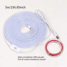 1pc 196.85 Inch White LED Neon Light Strip, USB Powered, Solid Color Non-Dimmable, Space Theme, With Button Control, Suitable For Home Decor, Living Room, Car, Study, Shopping Mall, Christmas Decoration - Neon Light Strip - View 23