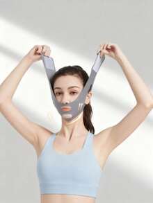 1pc Daily Face Firming Band - V-Line Sculpting Tool With Silk Cooling Fabric, Contour Defining Mask For Beautiful Features. Elevate Your Everyday Beauty - Grey - View 2