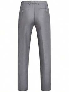 SuitGent 三件套男士高品质商务西装，纯色新郎婚礼礼服，修身休闲西装外套和裤子套装，春季款 - 淺灰色 - 查看 6