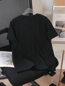 Boys' Cartoon Graphic Print Short Sleeve T-Shirt, Soft & Comfortable Fabric, Spring/Summer - Black - View 2