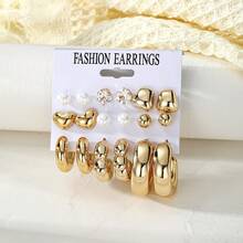 VKME 18件套金属材质爱心珍珠不对称卡片耳环套装 - XH92825184-85 - 查看 3