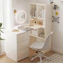 Office Desk - White + Wood - View 12