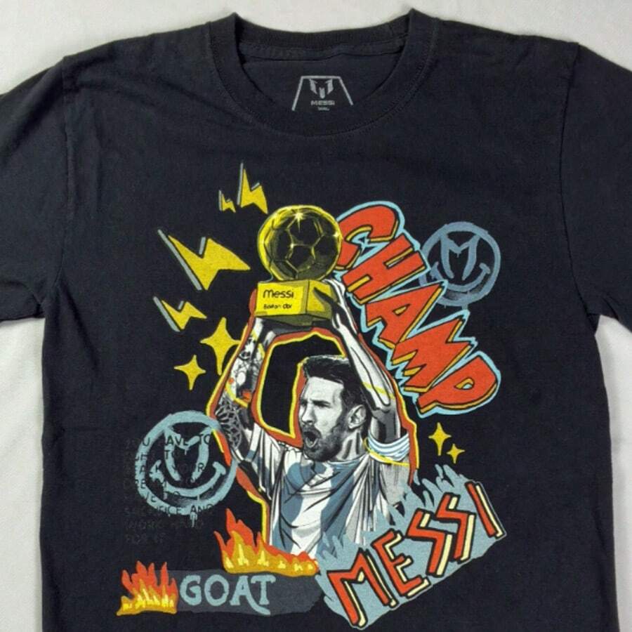 Lionels Messis Collection Soccer T-Shirt Size Small Black Goat Champ Bollon D'Or. - 黑色 - 查看 1