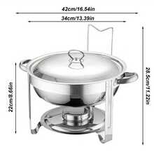 4.5L Stainless Steel Chafing Dish Set 2 Pack: Round With Lid & Tongs For Events Catering - Silver - View 2