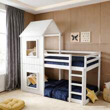 Kids Bed Frames, Headboards & Footboards - White + Pine + 90cm*200cm - View 1