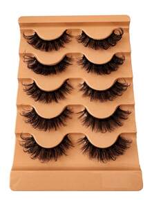 5 Pairs Luxury Russian DD Curl Faux Mink Lashes, Natural Dramatic Soft Reusable Fluffy Russian Striped Eyelashes, Lengthening & Volumizing, Suitable For Beginners - russian strip lashes - View 2