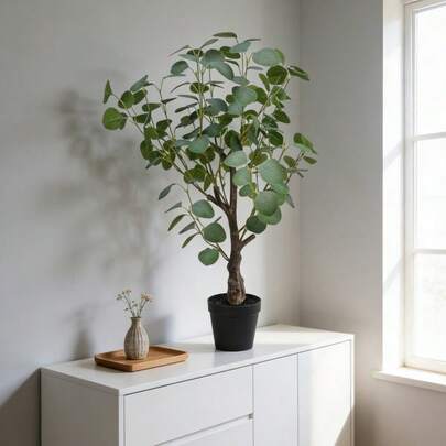1pc, 70cm Artificial Eucalyptus Leaf Tree Potted Plant Decor, Plastic Fake Tree, Green Foliage Simulation Plant For Home, Office, Commercial Center, Holiday Party Photography Backdrop, Bonsai Planter