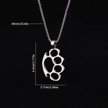 1件复古不锈钢指节铜环吊坠项链，朋克/哥特风格个性饰品，男女皆宜，适合派对、旅行、节日佩戴，亦可作为前卫浪漫的情人节配饰，Y2K风格 - 彩色 - 查看 5