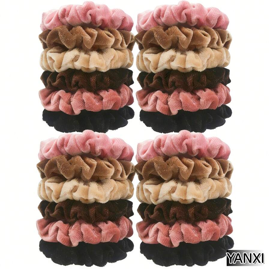 6pcs/10pcs Multicolor Velvet Scrunchies, Suitable For Girls/Women, Ponytail Hair Ties, Non-Damaging Hair Accessories ,Hair Rope Hair Ties Head Accessories Rubber Bands Beauty Home Bedroom Decor Hair Elastics,Festival,Party