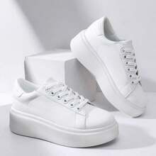 Tenis Feminino Plataforma Chunky Branco Sola Alta Conforto e Estilo Moderno para Qualquer Ocasião - Branco - Visão 8