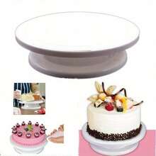 1pc Cake Swivel Plate Revolving Cake Sugarcraft Turntable Decoration Stand Platform Turntable Baking Cake Tools - White - View 3