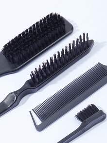 5/1pc Luxury Nylon Brush & Comb Set | All Elegant Hairstyles - Parting/Sectioning/Updo/Braiding/Back Brushing/Detangling/Smoothing | Odorless Gentle Easy To Clean - Multicolor - View 5