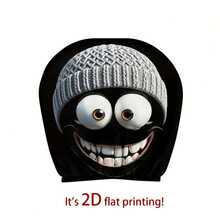 2pcs Car Headrest Covers, Cartoon Smiling Face Print, No Filling, Easy Installation, Unisex Car Interior Decor, Suitable For All Seasons, Great Gift For Friends - Multicolor - View 9