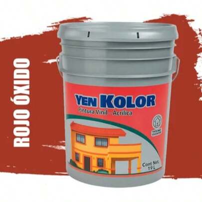 Pintura Vinil Acrílica Yen Kolor Uso Interior Exterior Color Uniforme Secado Rápido Aplicación Práctica- ROJO OXIDO / CAPUCHINO