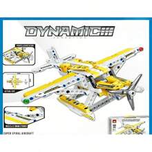 Juego de bloques de construcción de helicóptero de rescate, juguete educativo de construcción de plástico para niños, modelo de arquitectura de ciudad - Amarillo - Ver 1