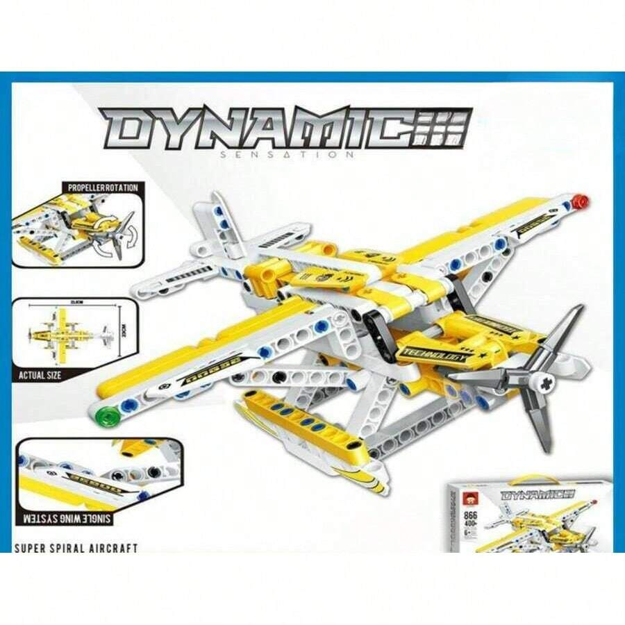 Juego de bloques de construcción de helicóptero de rescate, juguete educativo de construcción de plástico para niños, modelo de arquitectura de ciudad - Amarillo - Ver 1