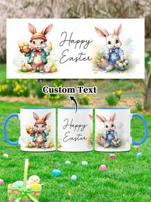 1pc 11oz Custom Easter Mugs, Coffee Mugs With Customized Names, And Rabbit - Personalized Mugs. They Can Be Used As Gifts, Unique Presents For Family Members - Style 4 - View 11