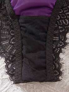 Temptuelle 1套女士豹纹蕾丝无钢圈前扣文胸 - 紫色 - 查看 4