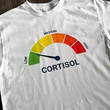 High Cortisol Low Cortisol Funny Casual  Cotton Heavyweight Short Sleeve Shirt - 黑色T卹 - 查看 4
