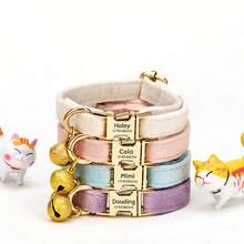 Kalung Kucing Personalisasi dengan Lonceng, Tag Nama dan Nomor Telepon yang Dapat Disesuaikan, Kalung Anti-Hilang yang Lembut dan Dapat Diatur, Hadiah Ideal untuk Kucing dan Anak Kucing - MultiWarna - View 3