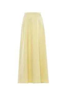 Women's Elegant Casual Solid Color Maxi Skirt, Suitable For Vacation Spring - Yellow - View 4