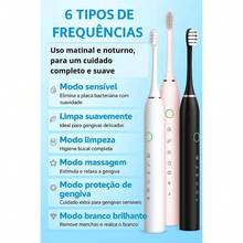 Kit Of 2 Rechargeable  Electric Toothbrushes IPX7 Waterproof 7 Modes Ultrasonic / 8 Heads - 1 把白色四頭刷 - 查看 8