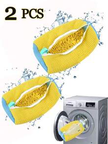 可机洗的鞋子洗涤和干燥袋，带有柔软纤维 - 耐用的聚酯纤维洗衣保护袋，适用于可调节的鞋子带 - 彩色 - 查看 12